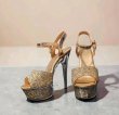 画像5: [ニュースソース][news]シルバー・ピンクゴールド・ブラック・アンクルストラップ・ラメ・グリッター・ラインストーンチャーム・厚底・16cmヒール・サンダル[即日発送] (5)